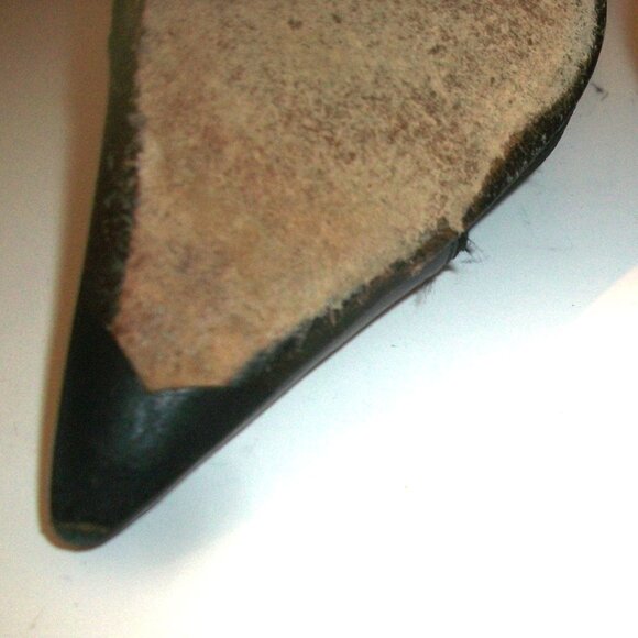 Yves Saint Laurent Vintage 90's Pointy Rear-Zip Leather & Textile Pumps - Picture 13 of 14